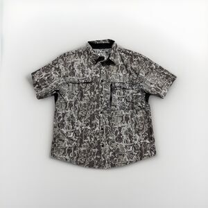 Silver Bait Short Sleeve Button Down Fishing Shirt Men's Large Vented Pockets